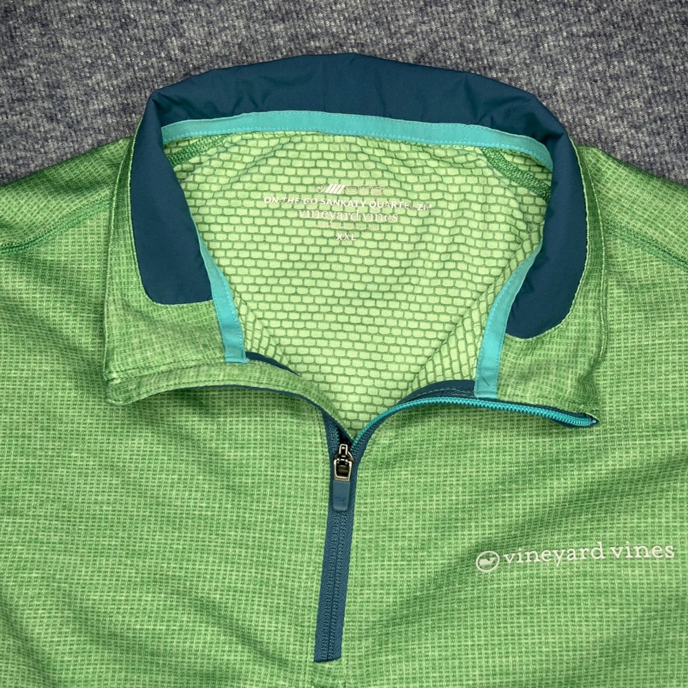 Vineyard‎ Vines On-The-Go Sankaty Quarter Zip Pullover Green Mens XXL Golf OTG